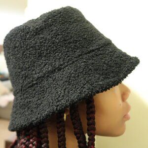 Black Plush Bucket Hat